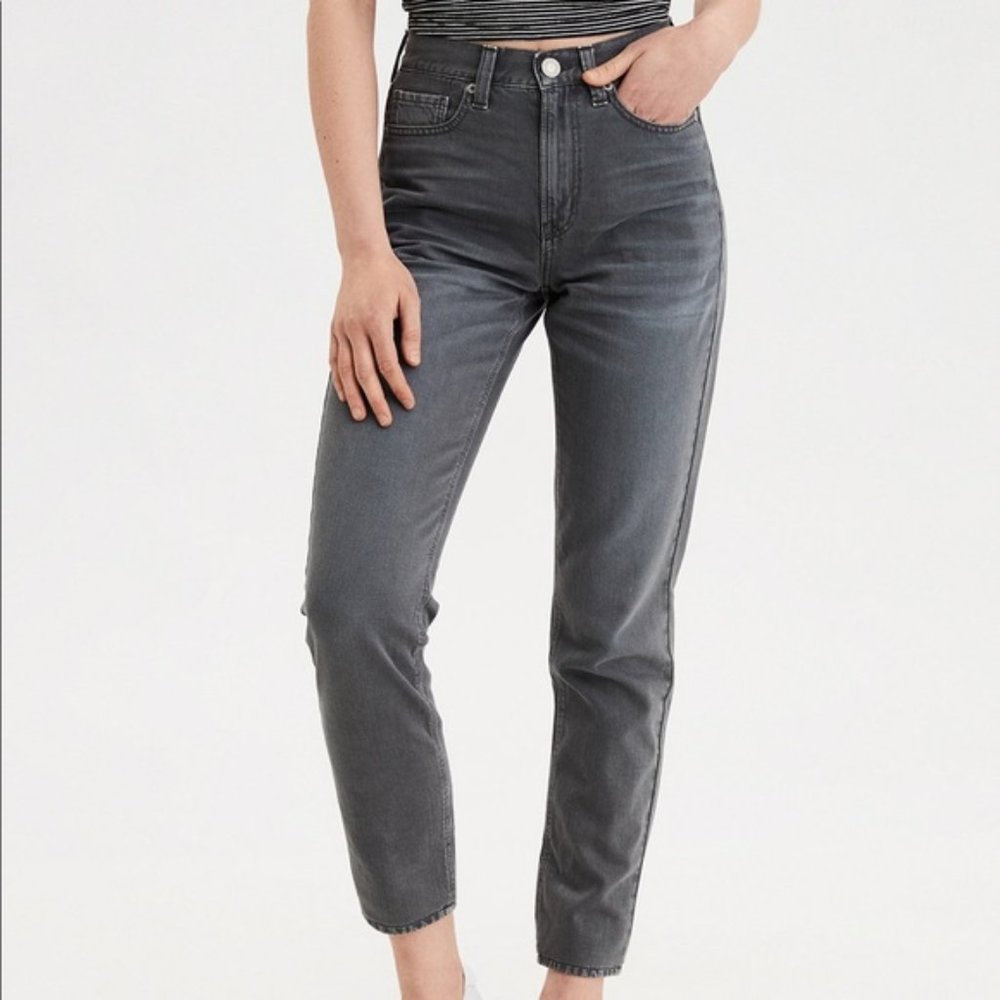 American Eagle Black Washed Mom Jeans